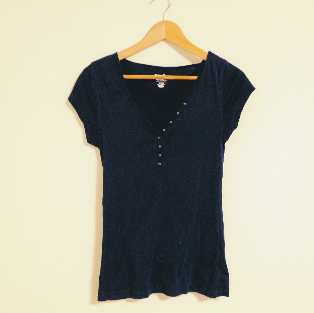 Old Navy Blue Henley Perfect Tee